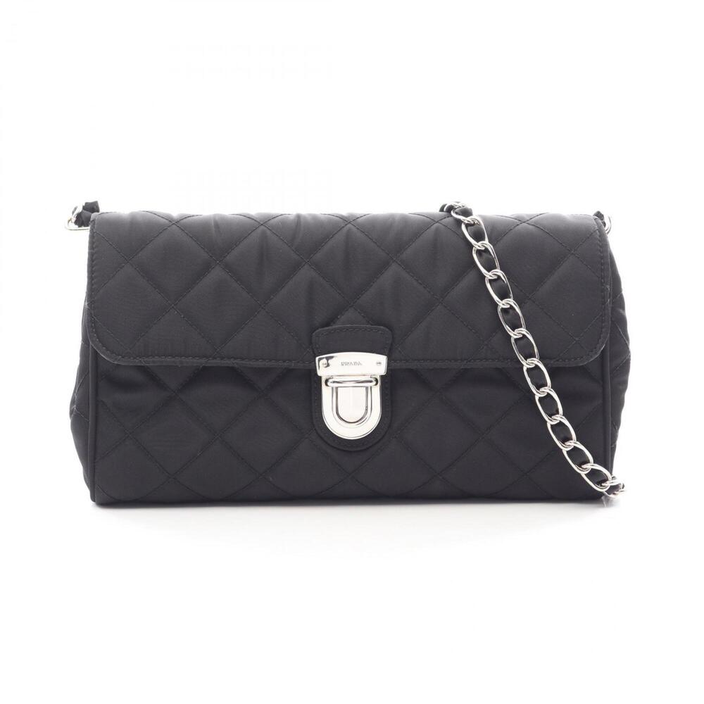 Prada quilted shoulder bag/handbag, nylon, women's, black.